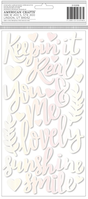 American Crafts - DREAM - Phrases Chipboards - Or et blanc