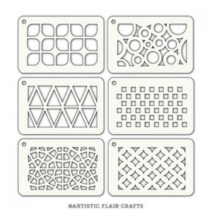 Artistic Flair - MINI STENCIL TABS - Lot de 6 minis Pochoirs  - Geometric Tabs