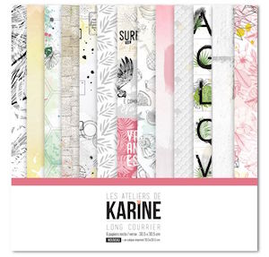 Les Ateliers de Karine LONG COURRIER Lot de 6 papiers + 1 calque imprimé