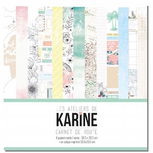 Les Ateliers de Karine CARNET DE ROUTE  Lot de 6 papiers + 1 calque imprimé