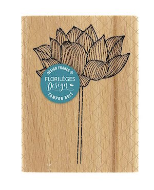 Florilèges Design Tampon bois Lotus solitaire